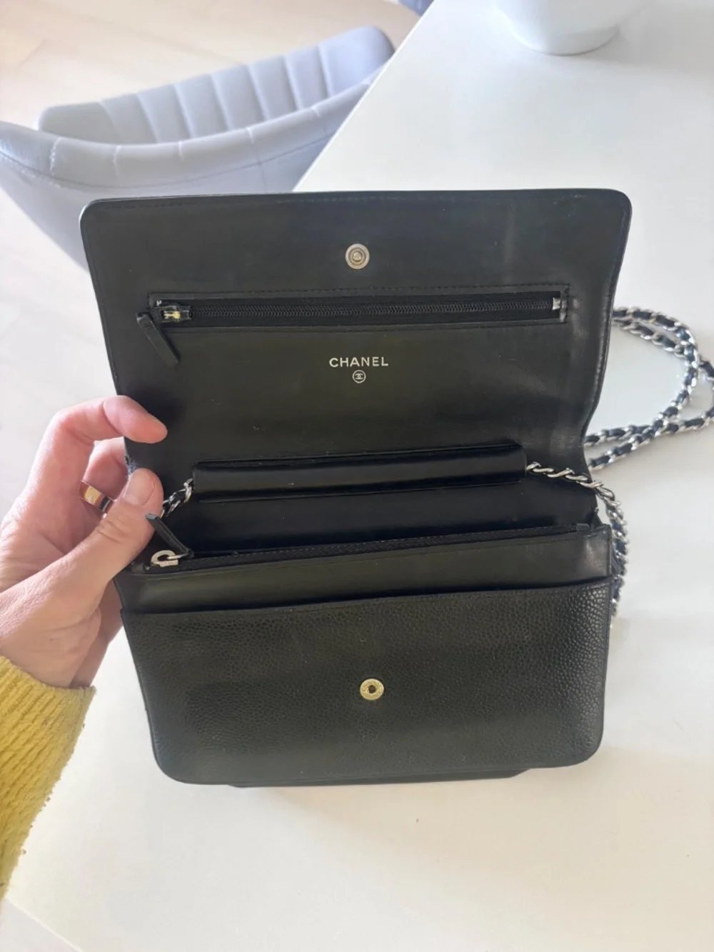 Chanel Half Moon WOC in black Caviar